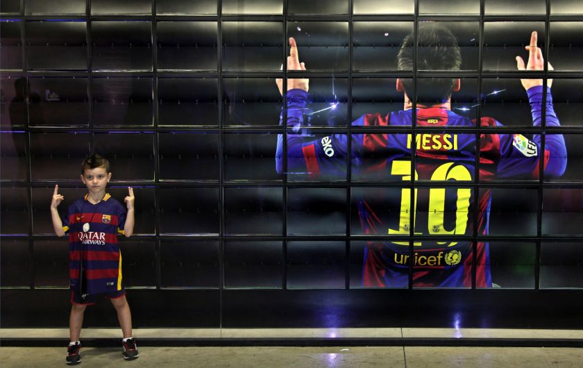 Next generation "Messi" in the FC Barcelona museum, Barcelona, Spain.