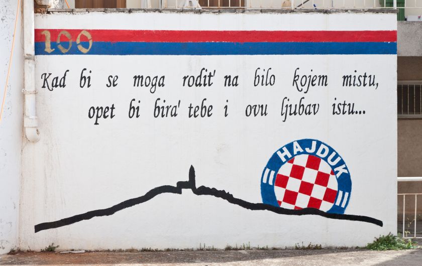 Hajduk Split 100th anniversary graffiti (mural) in Primosten.